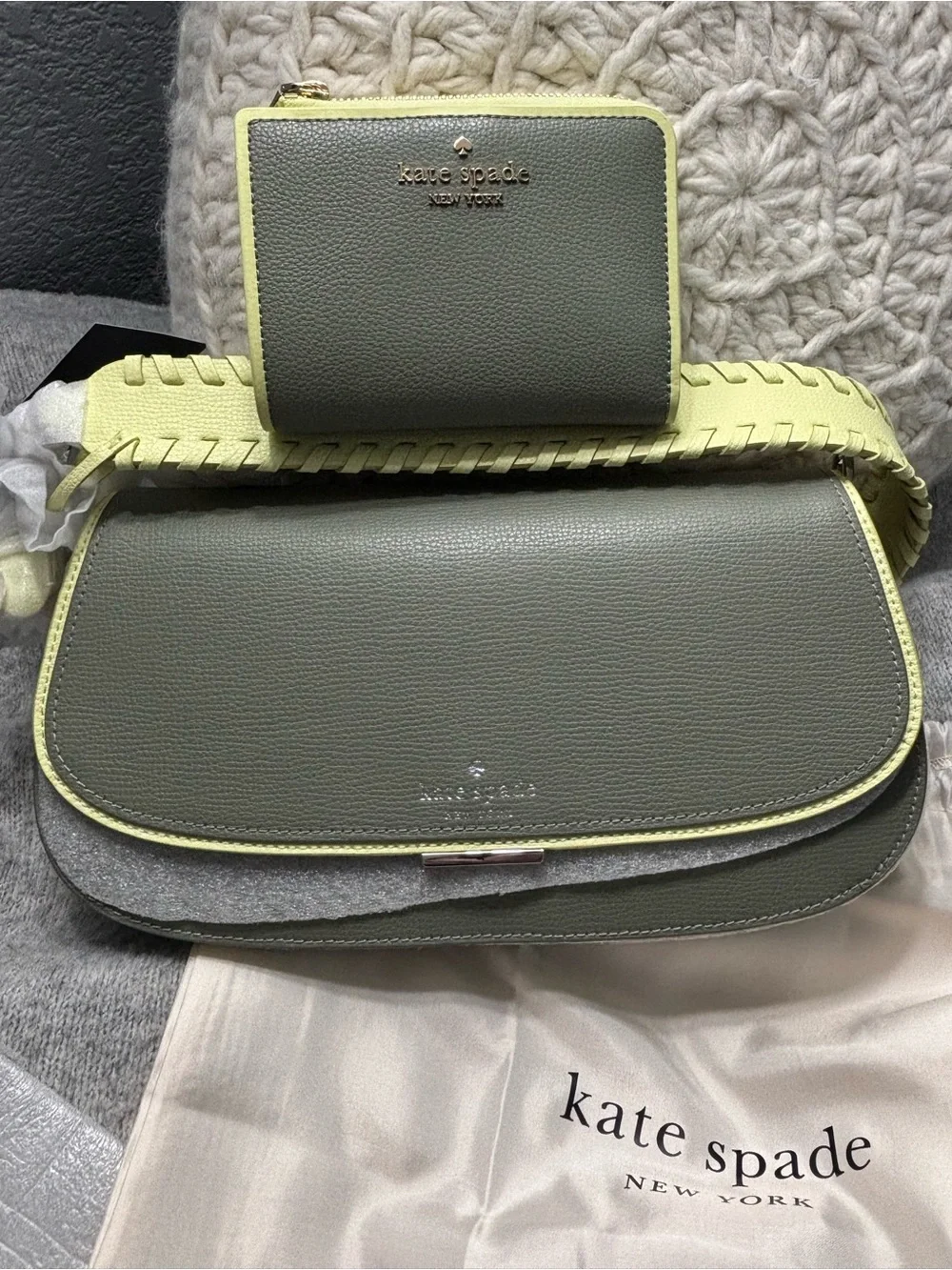 ♠️Kate Spade Quinn Floral Strap Shoulder Bag, Dusky Pine Multi & L-zip wallet
